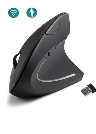Компьютерная вертикальная беспроводная мышь 2.4g 6 кнопок черная1 фото