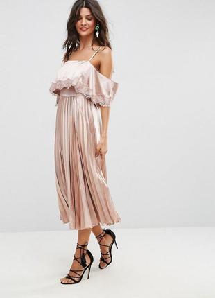 Стильное атласное платье плиссе asos disign4 фото