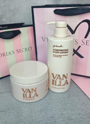 Скраб + лосьон для тела «vanilla». pink. victoria’s secret. оригинал 🇺🇸