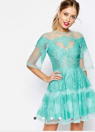 Кружевное мятное платье asos disign2 фото