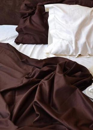 Комплект постельного белья семейный crema and chocolate с натурального сатина 150х210 см 2 шт1 фото