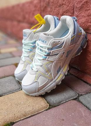 👟 кроссовки asics gel kahana 8 бежевые с голубым / наложка bs👟