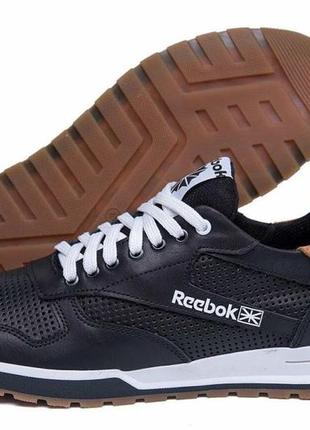 Летние кроссовки перфорация reebok цвет черный, белый