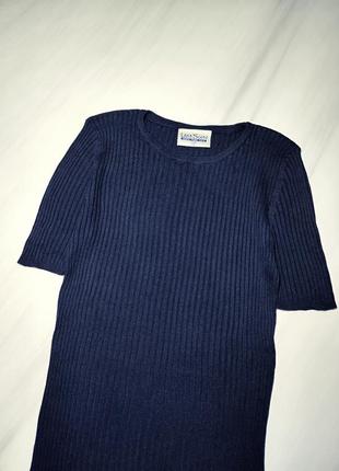 Last scene❤️ темно-синий свитер в рубчик с коротким рукавом из 100% шелка2 фото