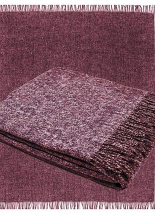 Плед из шерсти мериноса вишнёвый 170х200 см ярослав, шерстяной плед
