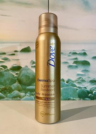 Мус автозасмага поступова для тіла зволожуючий dove dermaspa summer revived body mousse fair to medium