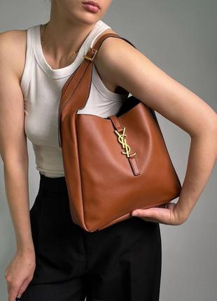 Сумка в стилі ysl yves saint laurent small le 5 a 7 supple in grained leather brown1 фото