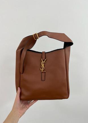 Сумка в стилі ysl yves saint laurent small le 5 a 7 supple in grained leather brown9 фото