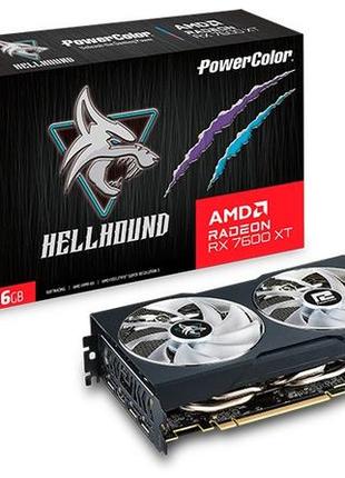 Відеокарта amd radeon rx 7600 xt 16gb gddr6 hellhound oc powercolor (rx 7600 xt 16g-l/oc)
