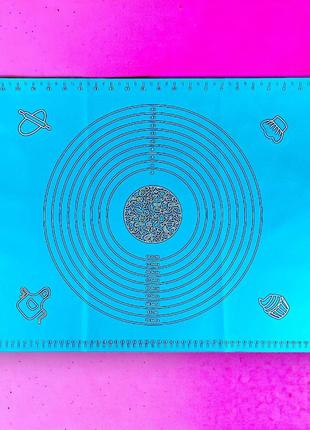 Килимок для розкочування тіста силіконовий 45 х 65 см блакитний