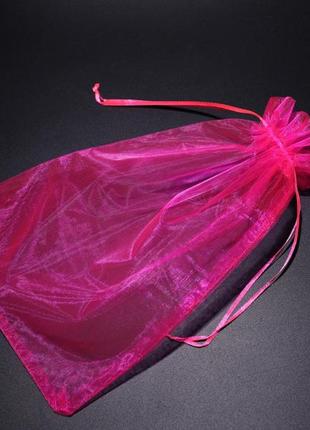 Маленькие подарочные мешочки из органзы для упаковки украшений цвет розовый. 20х30см