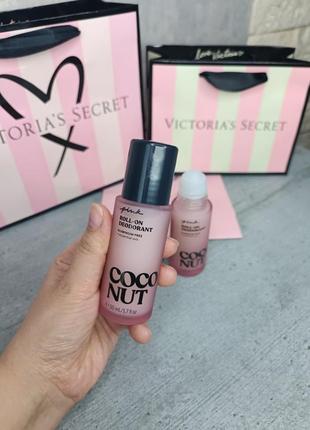 Скраб + лосьйон для тіла + кульковий дезодорант «coconut». pink. victoria's secret. оригінал 🇺🇸4 фото