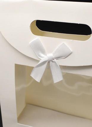 Збірні картонні пакети для подарунків. колір білий. 24х19х9см2 фото