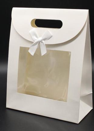 Збірні картонні пакети для подарунків. колір білий. 24х19х9см1 фото