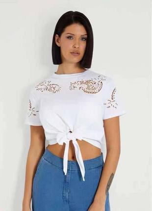 Футболка guess біла чорна з вузлом