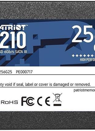 Накопичувач ssd  256gb patriot p210 2.5" sataiii tlc (p210s256g25)