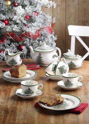Чашка с блюдцем, набор из 4 шт. уценка(разноцветные)spode christmas tree