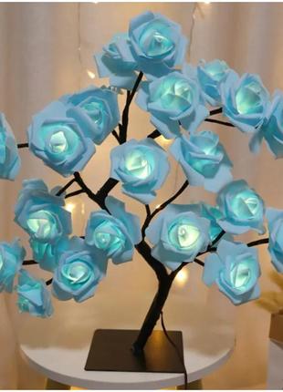 Лампа нічник декоративна настільна голуба троянда квітка дерево для спальні дітей дівчинки на стіл