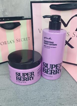 Скраб + лосьон для тела «super berry». pink. victoria’s secret. оригинал 🇺🇸1 фото