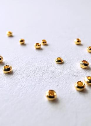 Стопперы finding бусина круглая фиксатор зажим для тросика лески золотистые 1.5 мм отверстие 0.6 мм
