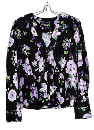Романтичная блуза на пуговицах с цветочным принтом р.147 фото
