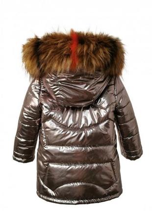 Дитяча зимова куртка bebi, термопідкладка, знімне хутро, зріст 74 металік2 фото