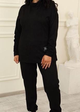Жіночий прогулянковий костюм, великого розміру, трикотаж діагональ р.52,54,56,58 чорний