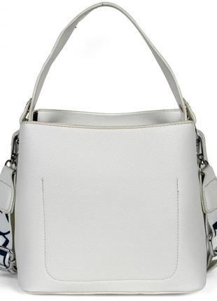 Жіноча стильна сумка крос-боді, матеріал екошкіра, три відділення, біла4 фото