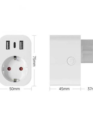 Smart tuya wifi розетка с портами usb умная розетка 16a