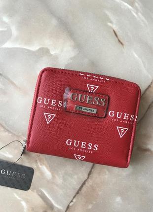 Гаманець жіночий guess оригінал meade logo zip wallet гесс червоний4 фото