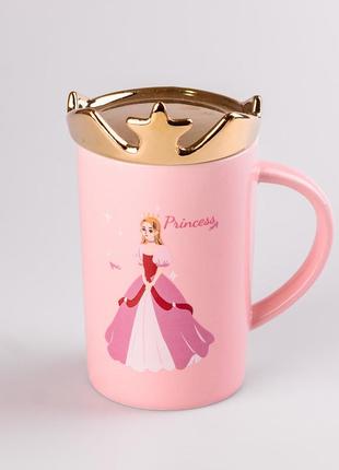 Чашка керамическая princess 450мл с крышкой чашка с крышкой чашки для кофе