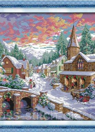 Набір для вишивання за нанесеною на канву схемою "snowscape 2 ". aida 14ct printed, 54*43 см
