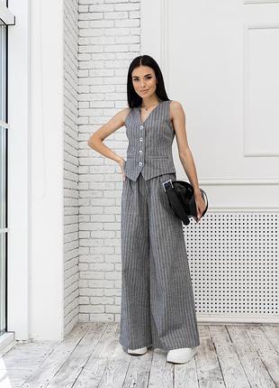 Костюм-двойка брючный ларсен серый