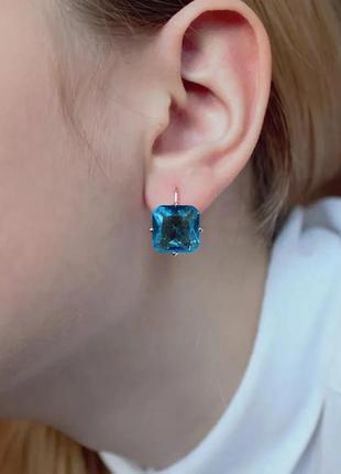 Сережки kinel з блакитними кристалами. 1,7 см3 фото