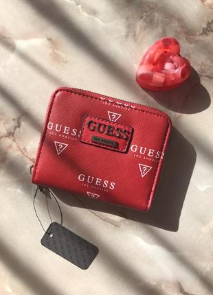 Кошелёк женский guess оригинал meade logo zip wallet гесс красный1 фото