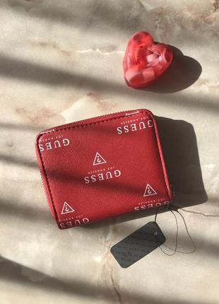 Кошелёк женский guess оригинал meade logo zip wallet гесс красный2 фото