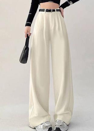 Жіночі класичні брюки палаццо на високій посадці, базові, широкі штани, костюмна тканина, вільного крою, оверсайз3 фото