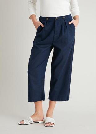 Высокие льняные брюки брюки кроп с карманами р.18-201 фото