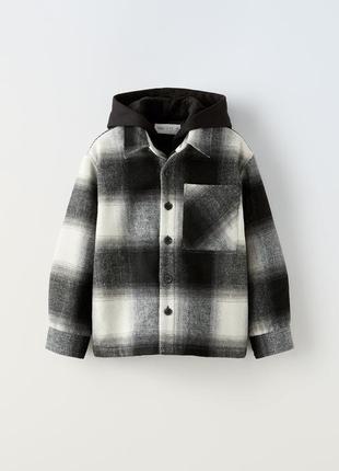 Стеганая верхняя рубашка в клетку от zara, рост 164 см (xs-s)