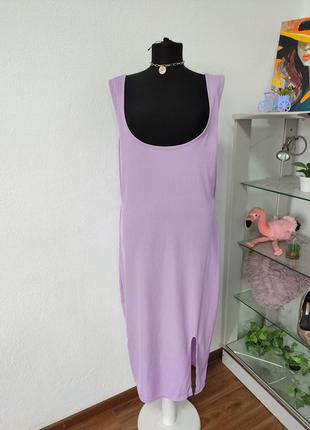 Стильна сукня міді по фігурі, з розспіркою рубчик батально