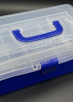 Органайзер пластиковий для зберігання з комірками великий 320х190х145 мм з прозорою кришкою