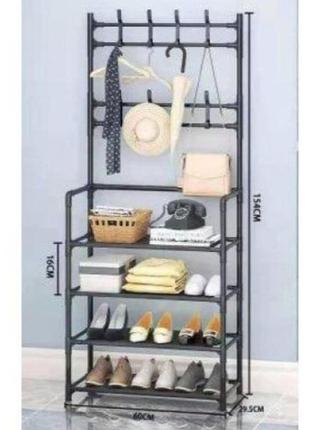 Універсальна вішалка для одягу new simple floor clothes rack size 60x29.5x151 см (чорний)2 фото