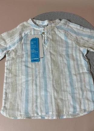 Летний комплект на мальчика 2-3-4 года 92-98-104 см шорты и льняная рубашка3 фото