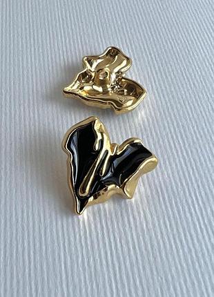 Ґудзик костюмний чорна серединка на ніжці золото 23мм метал