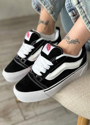 Vans knu school black / white platform