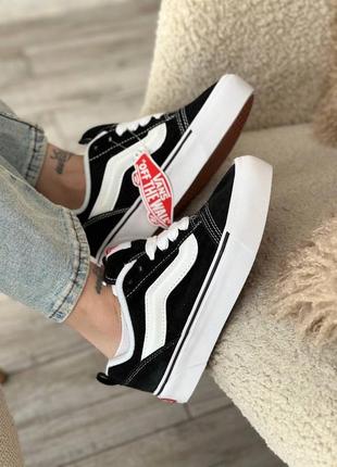 Vans knu school black / white platform3 фото