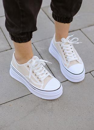 Кеди high platform textile beige
