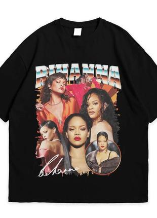 Футболка з принтом rihanna m чорний