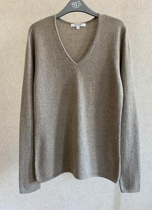 Бежевый кашемировый свитер с v-образным вырезом mallonian finest cashmere