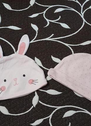 Набор шапочек хлопковых для девочки 3 месяцев, фирменный